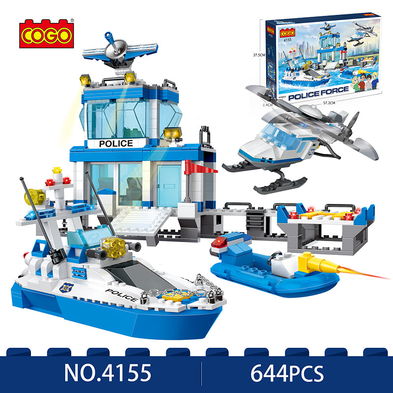 COGO 644PCS City Marine Police Wharf Set Building Block Toy