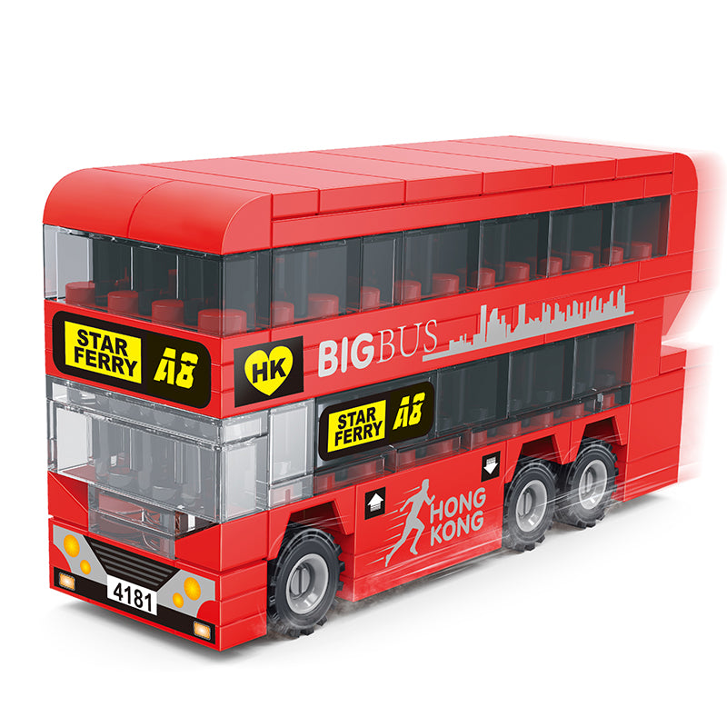 COGO 123PCS City Red Mini Double Decker Bus Building Block Toy