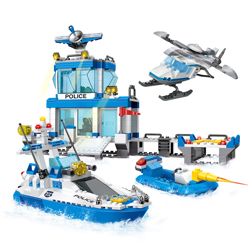 COGO 644PCS City Marine Police Wharf Set Building Block Toy