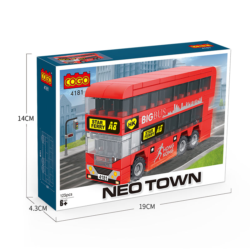 COGO 123PCS City Red Mini Double Decker Bus Building Block Toy