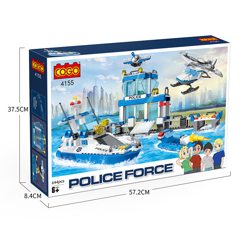 COGO 644PCS City Marine Police Wharf Set Building Block Toy