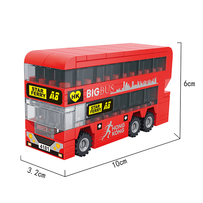 COGO 123PCS City Red Mini Double Decker Bus Building Block Toy