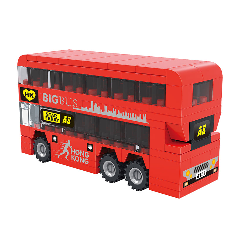 COGO 123PCS City Red Mini Double Decker Bus Building Block Toy