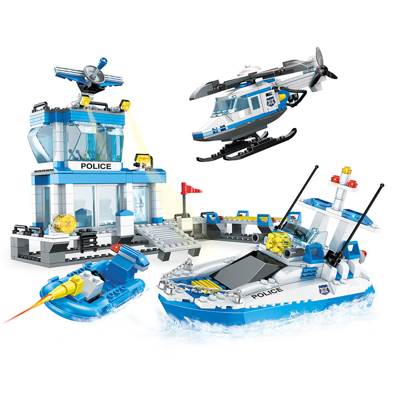 COGO 644PCS City Marine Police Wharf Set Building Block Toy