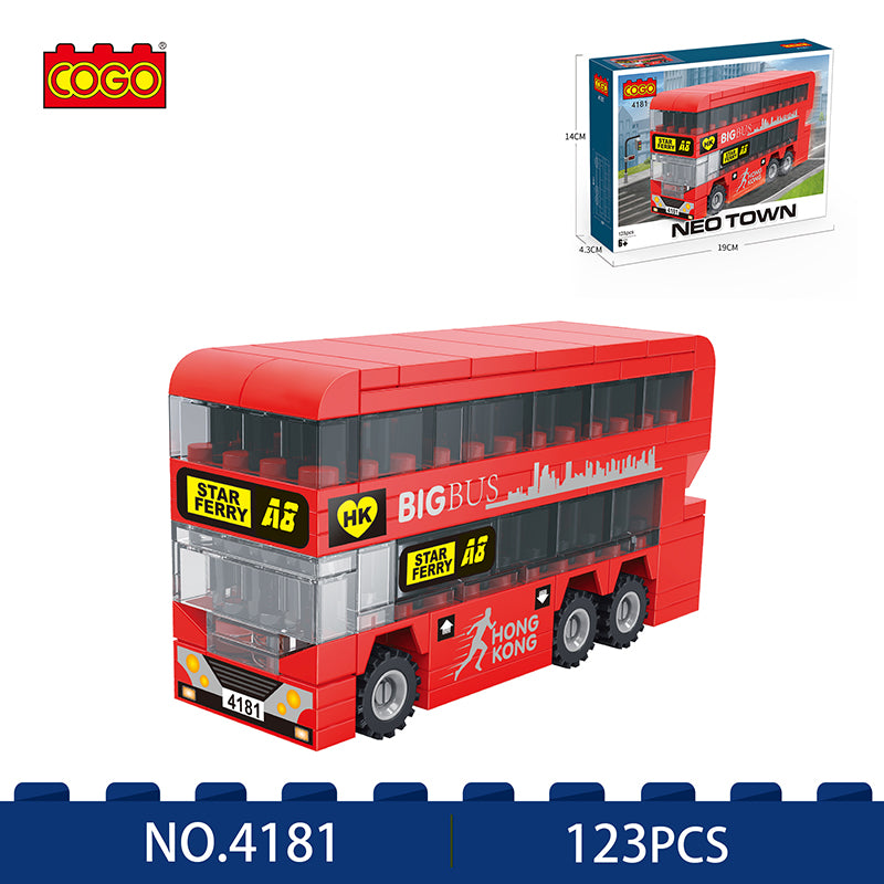 COGO 123PCS City Red Mini Double Decker Bus Building Block Toy