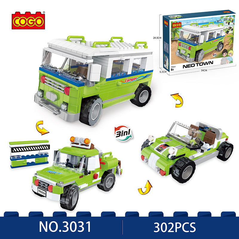 COGO 302PCS Creative And Changeable Three Picnic Car Building Block Toys