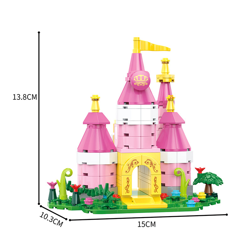 COGO 217PCS Fairytale Mini Pinky Dream Castle Building Blocks Toys