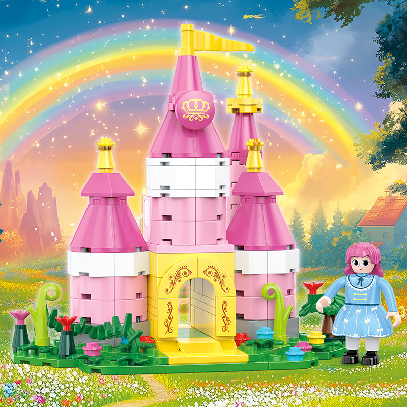 COGO 217PCS Fairytale Mini Pinky Dream Castle Building Blocks Toys