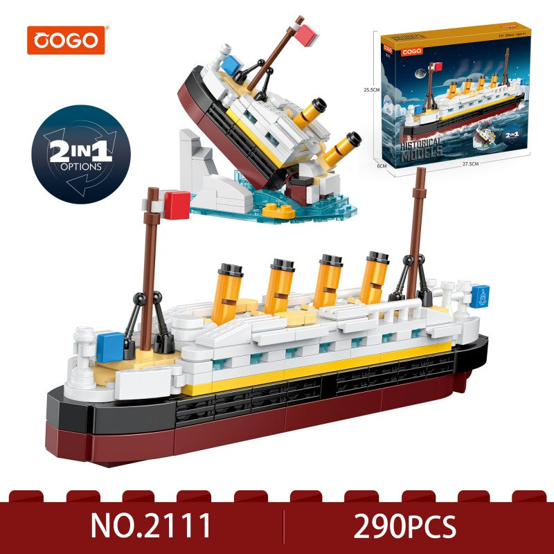 COGO 290PCS Creative Ornamental Boat Building Block Toys