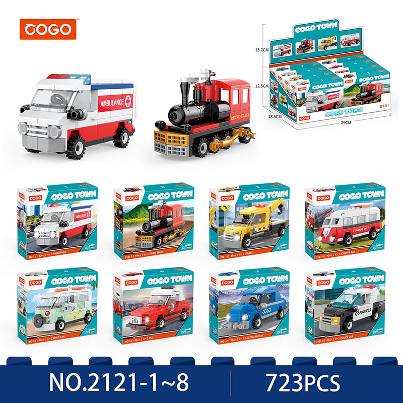 COGO Eight Mini City Car Building Block Toys