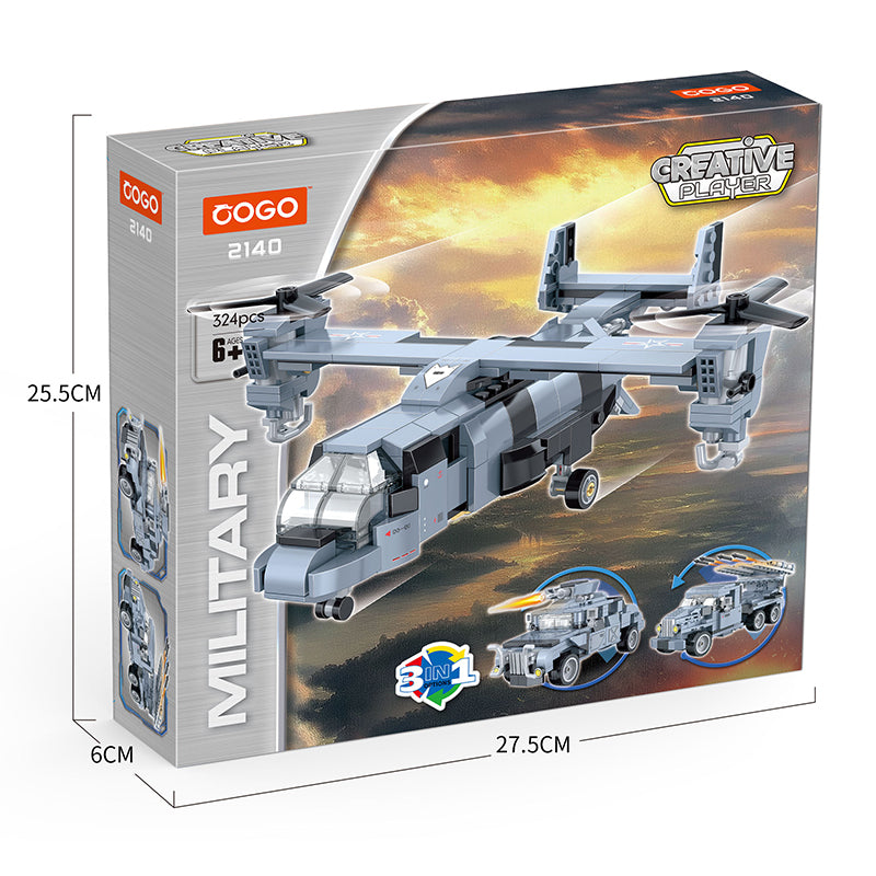 COGO 324PCS Creative Player Transformation Military Series Building Blocks Toys