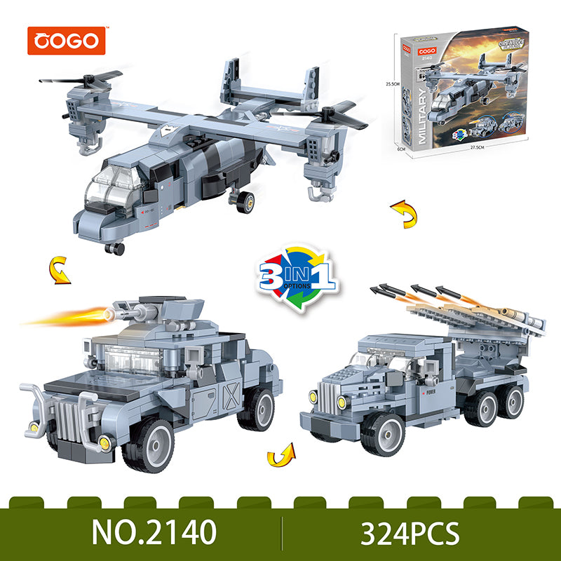 COGO 324PCS Creative Player Transformation Military Series Building Blocks Toys