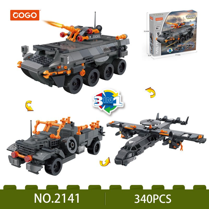 COGO 340PCS Creative Player Transformation Military Series Building Blocks Toys