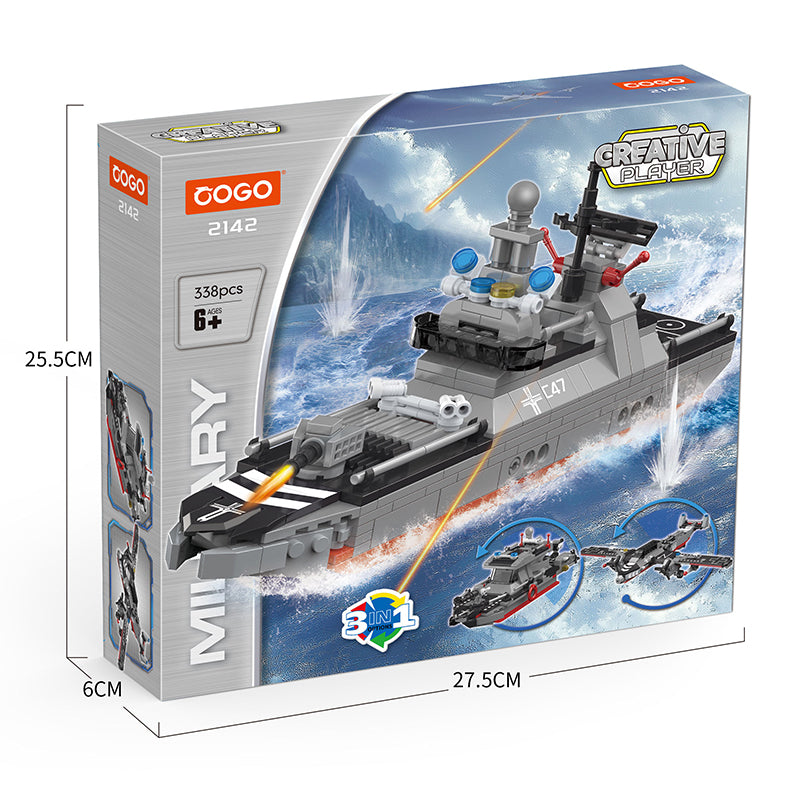 COGO 338PCS Creative Player Transformation Military Series Building Blocks Toys