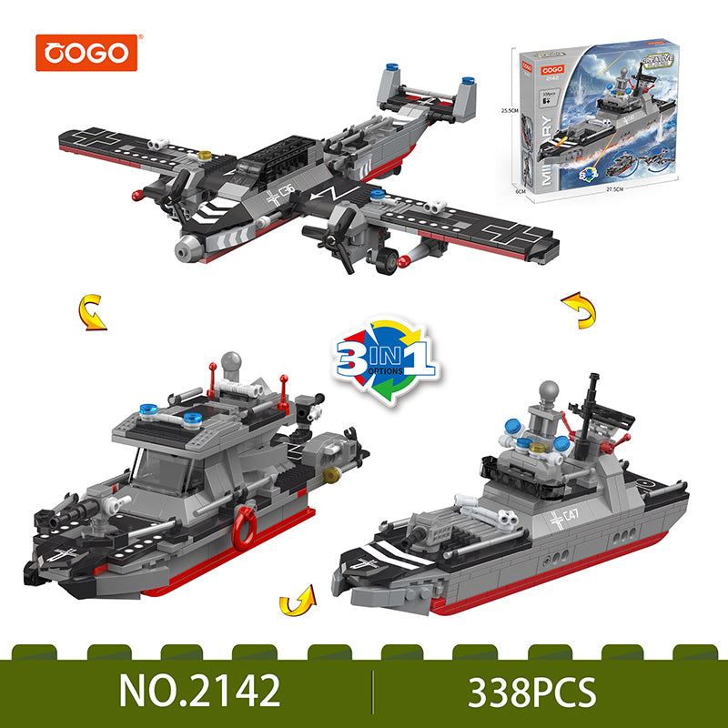 COGO 338PCS Creative Player Transformation Military Series Building Blocks Toys