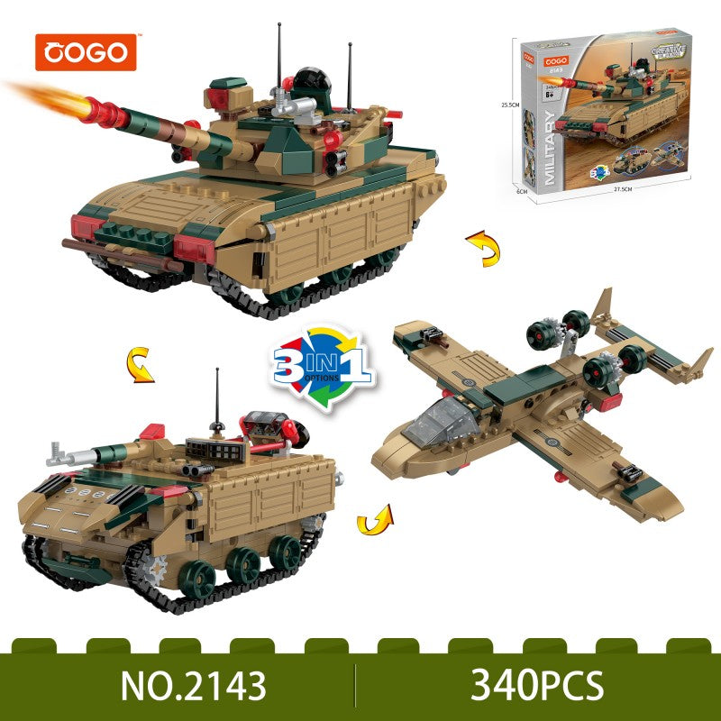 COGO 340PCS Creative Player Transformation Military Series Building Blocks Toys