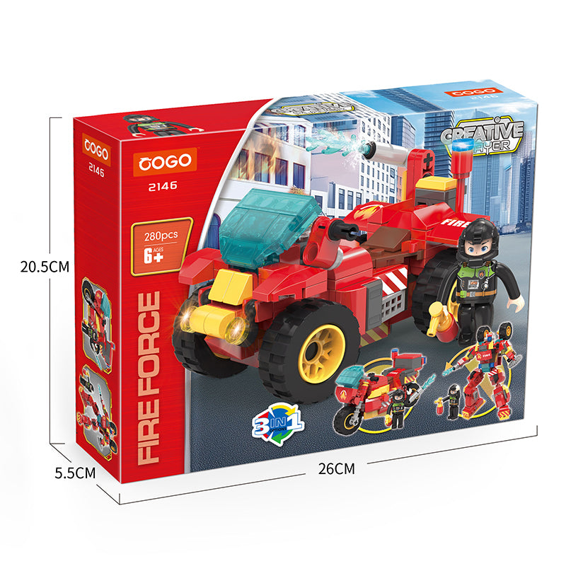 COGO 265PCS Creative Player Transformation Fire Fighting Series Building Blocks Toys