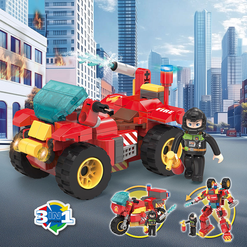 COGO 265PCS Creative Player Transformation Fire Fighting Series Building Blocks Toys