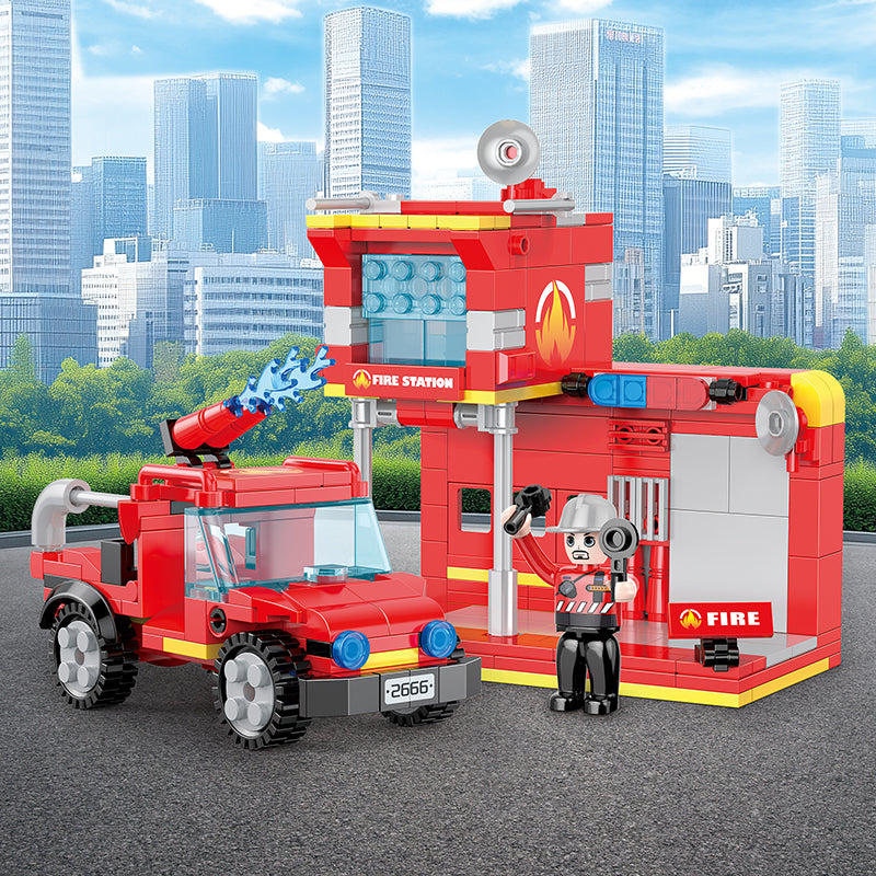 COGO 337PCS Creative Player Transformation Fire Fighting Series Building Blocks Toys