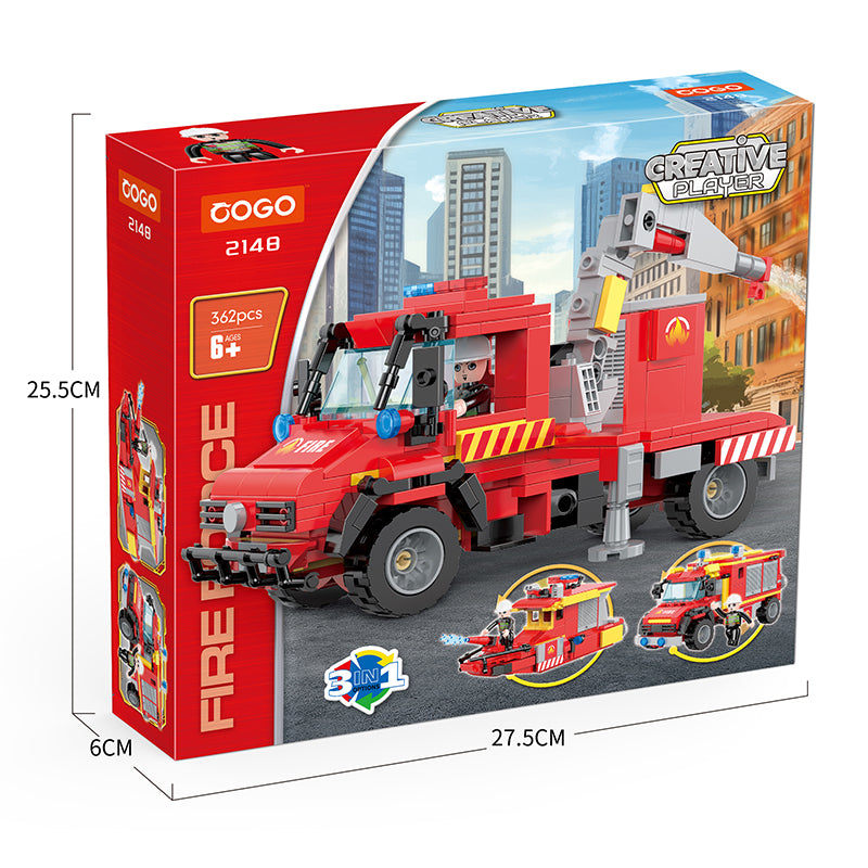COGO 350PCS Creative Player Transformation Fire Fighting Series Building Blocks Toys
