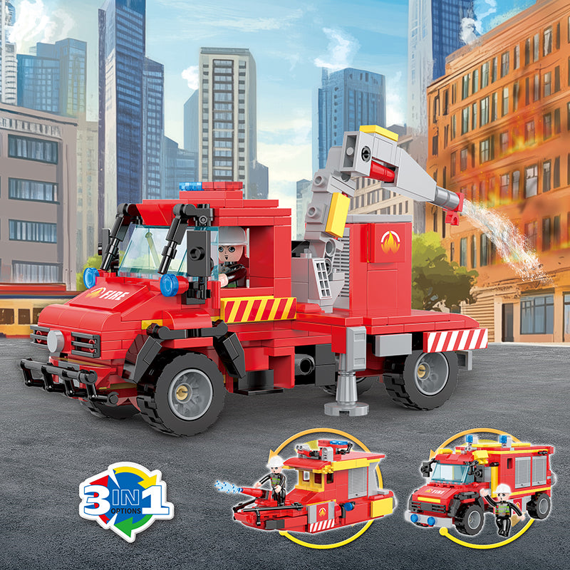 COGO 350PCS Creative Player Transformation Fire Fighting Series Building Blocks Toys