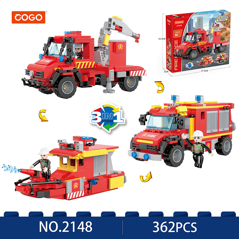 COGO 350PCS Creative Player Transformation Fire Fighting Series Building Blocks Toys
