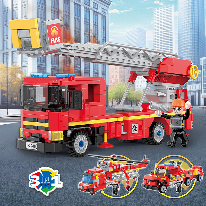 COGO 350PCS Creative Player Transformation Fire Fighting Series Building Blocks Toys