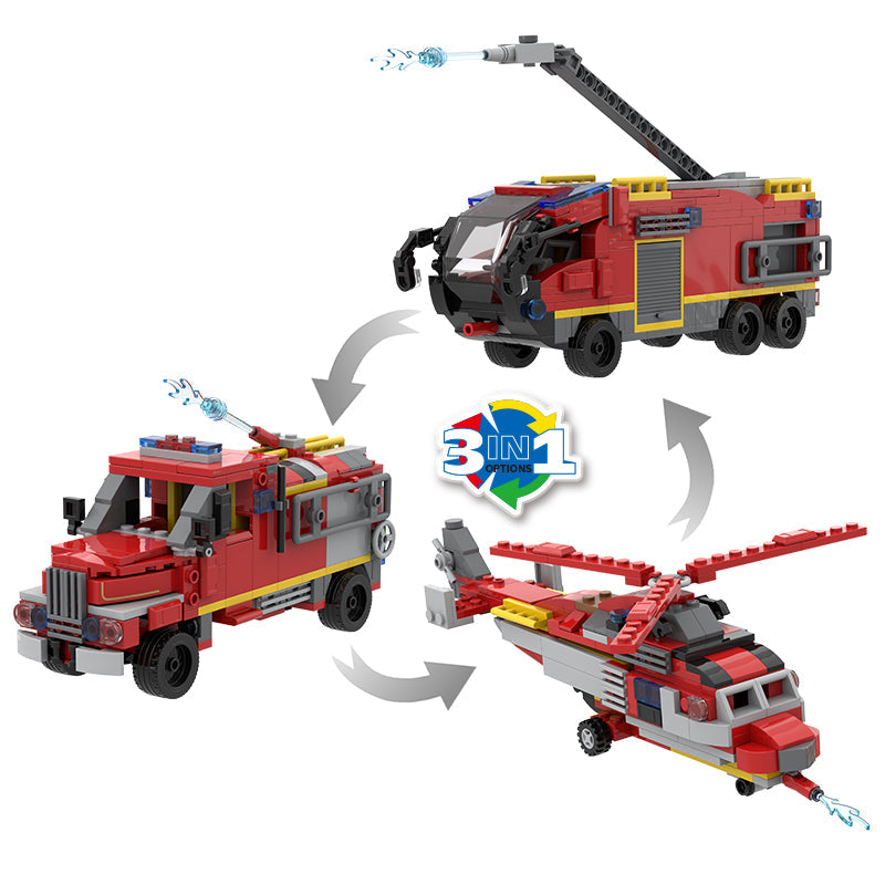COGO 349PCS Creative Player Transformation Fire Fighting Series Building Blocks Toys