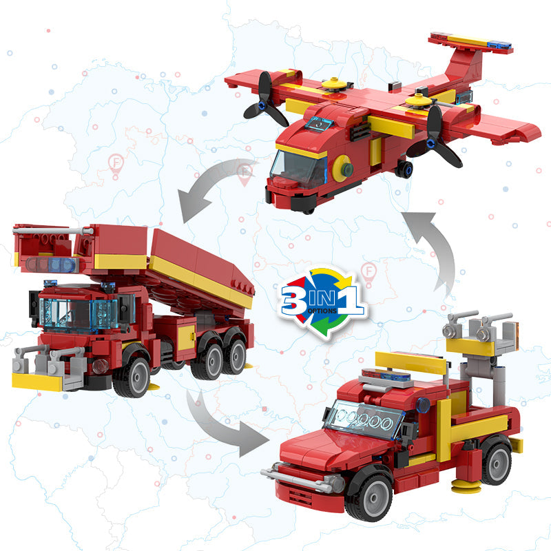 COGO 344PCS Creative Player Transformation Fire Fighting Series Building Blocks Toys