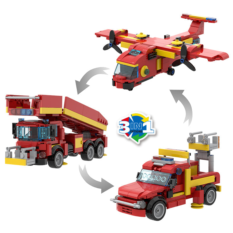 COGO 344PCS Creative Player Transformation Fire Fighting Series Building Blocks Toys