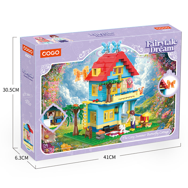 COGO 480PCS Fairytale Dream Warm Summer Butterfly Cottage Building Blocks Toys