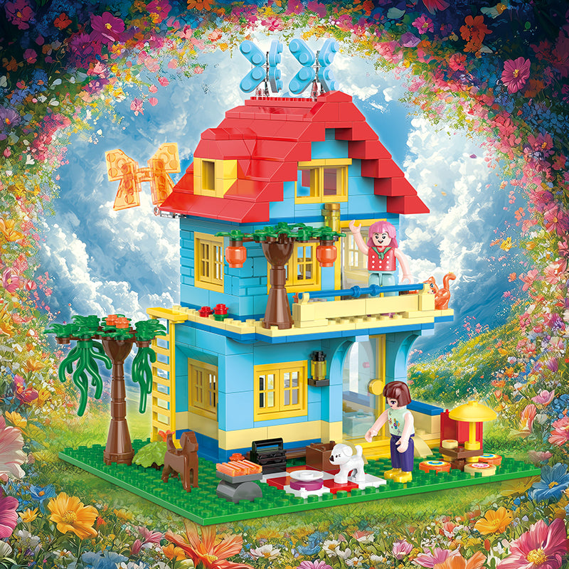 COGO 480PCS Fairytale Dream Warm Summer Butterfly Cottage Building Blocks Toys