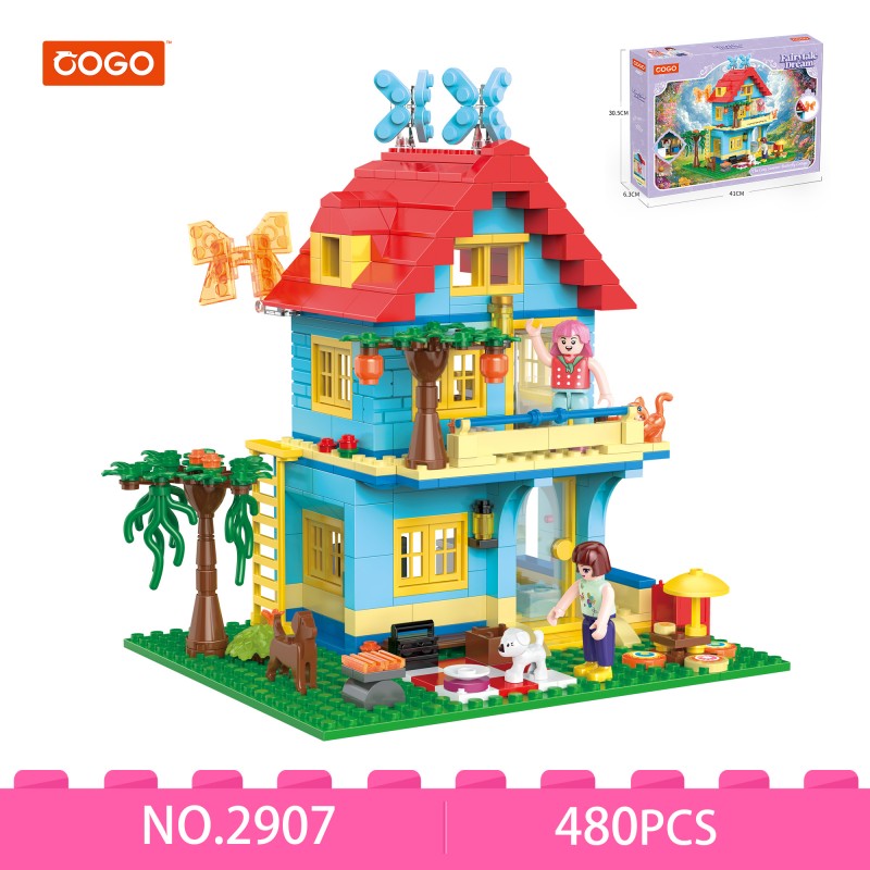 COGO 480PCS Fairytale Dream Warm Summer Butterfly Cottage Building Blocks Toys