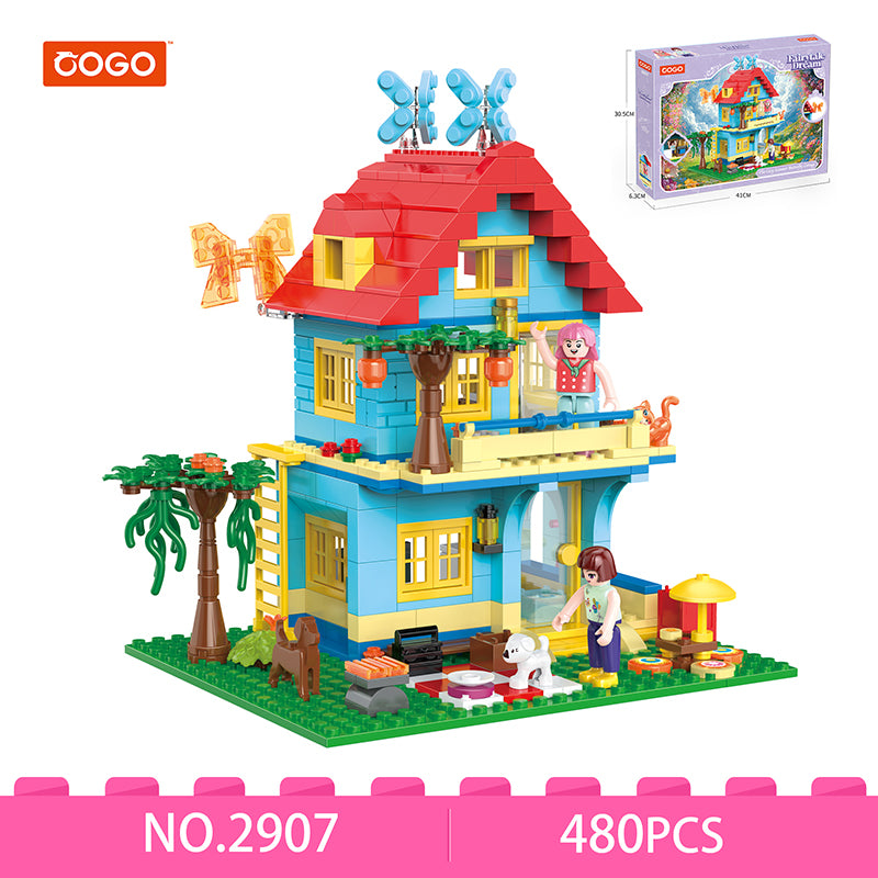 COGO 480PCS Fairytale Dream Warm Summer Butterfly Cottage Building Blocks Toys