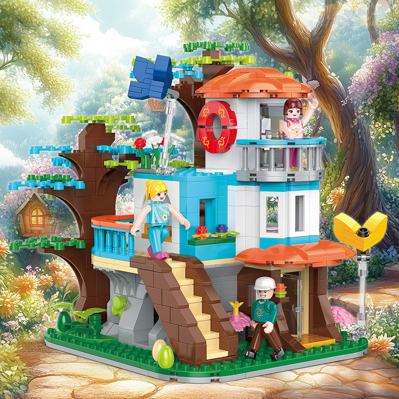 COGO 600PCS Fairytale Dream Butterfly Tree Forest House Building Blocks Toys