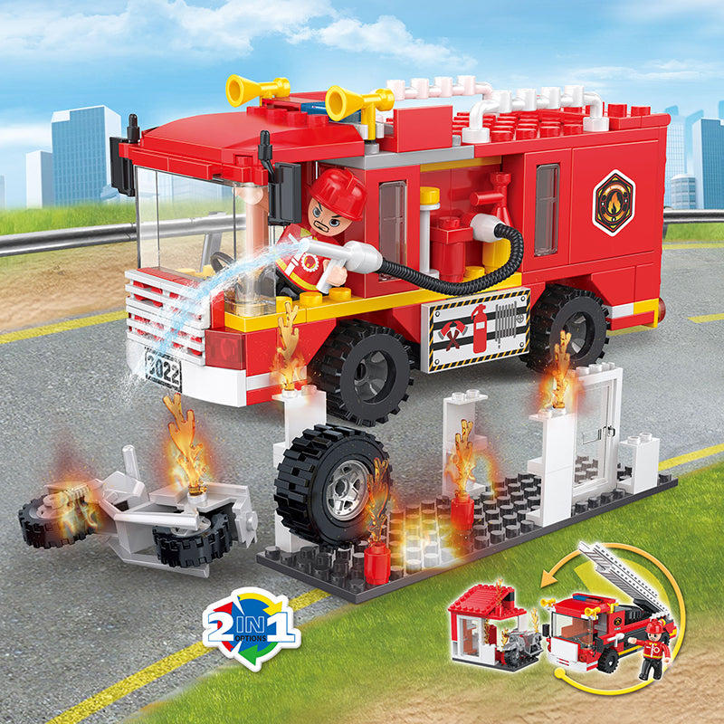 COGO 184PCS 2-in-1 Fire Truck Building Block Toy