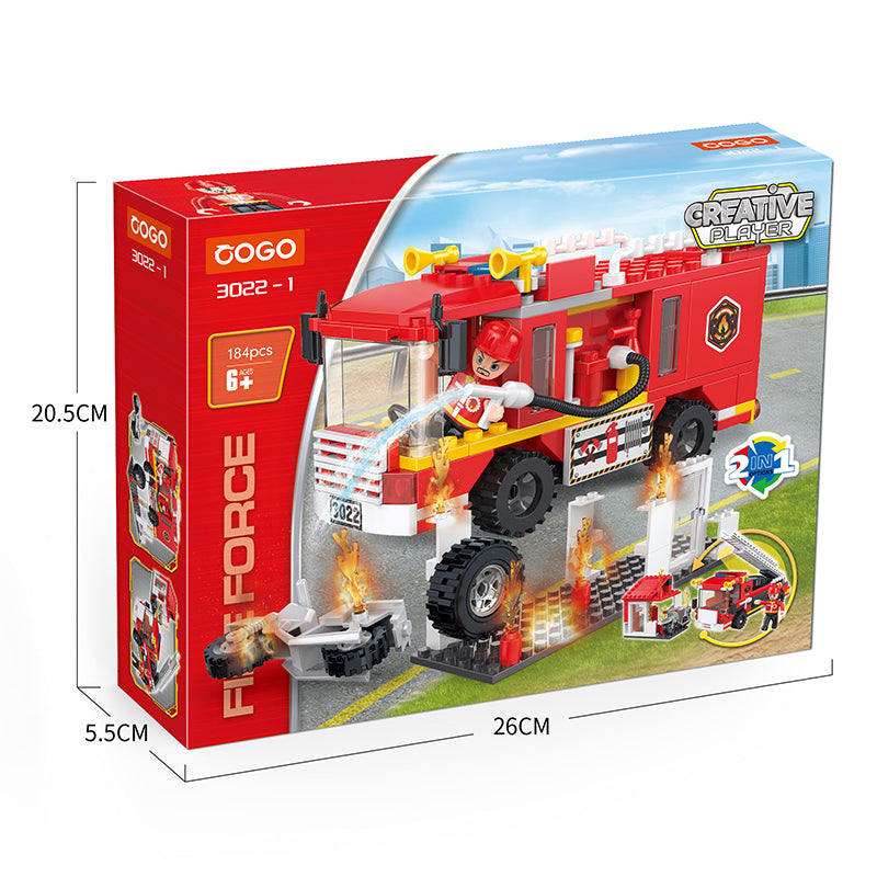 COGO 184PCS 2-in-1 Fire Truck Building Block Toy
