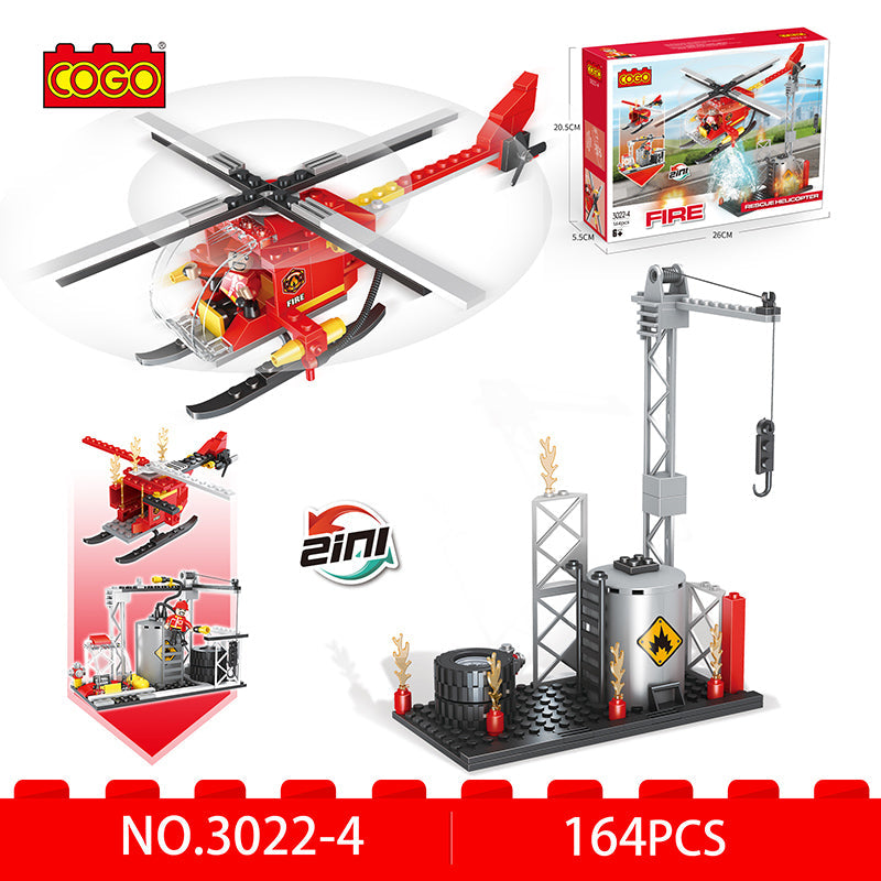 COGO 164PCS 2-In-1 Firefighting Airplane Building Block Toy