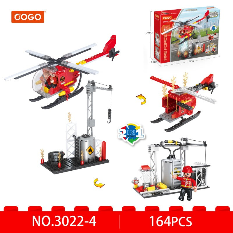 COGO 164PCS 2-In-1 Firefighting Airplane Building Block Toy