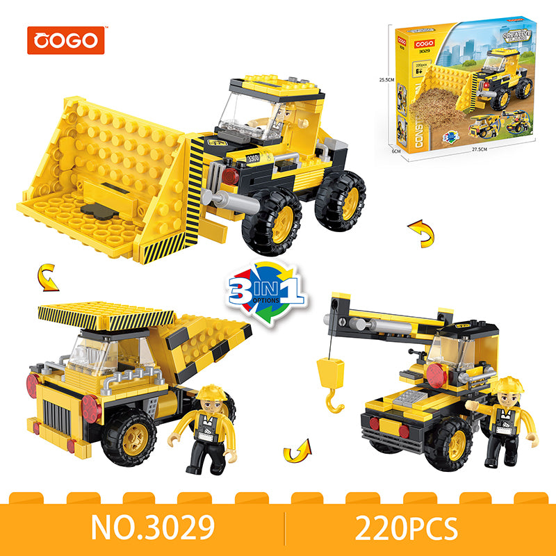 COGO 220PCS Creative And Versatile One-Change Three Engineering Vehicle Building Block Toys
