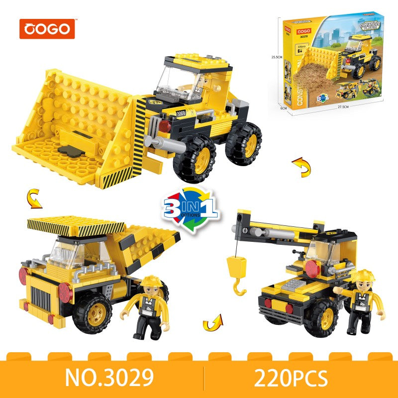 COGO 220PCS Creative And Versatile One-Change Three Engineering Vehicle Building Block Toys