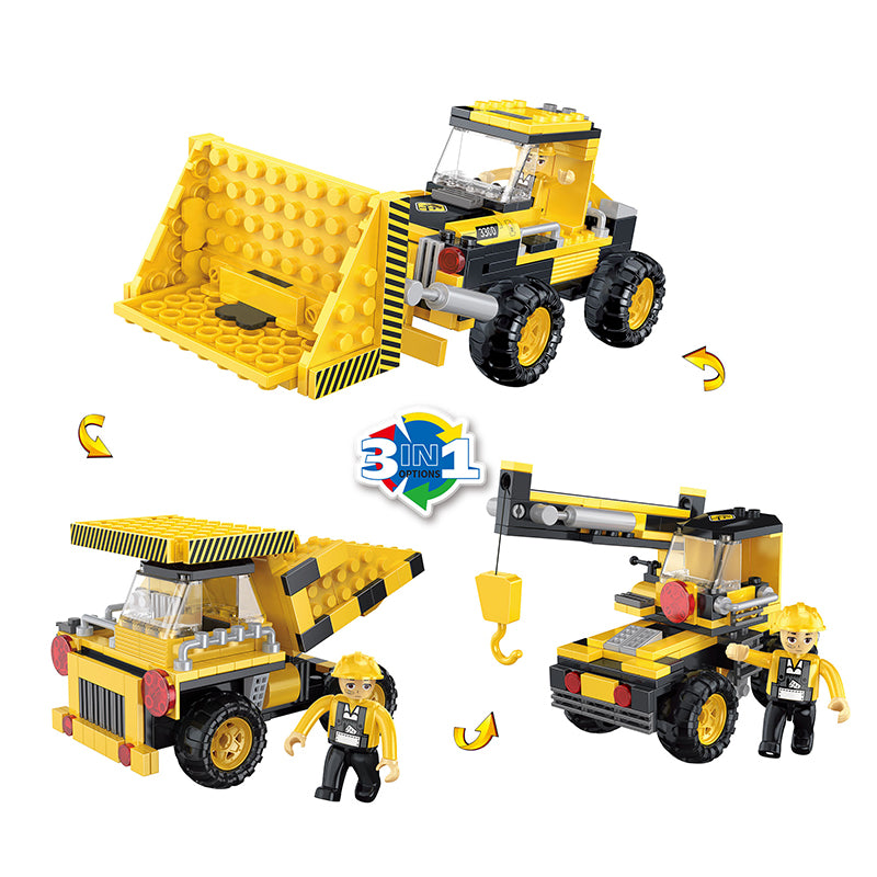 COGO 220PCS Creative And Versatile One-Change Three Engineering Vehicle Building Block Toys