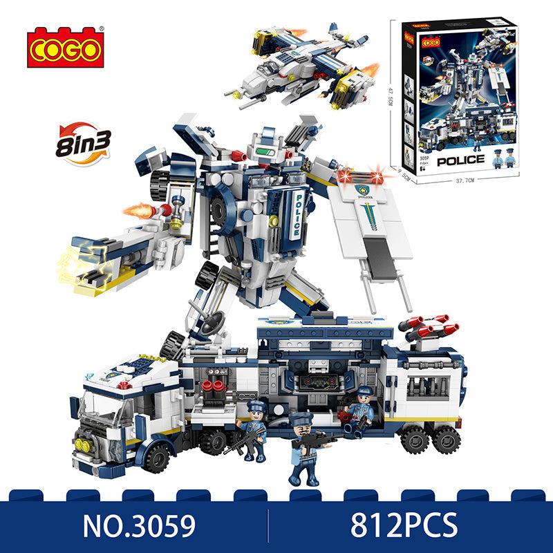 COGO 812PCS Eight-In-Three Changeable Chariot Building Block Toy
