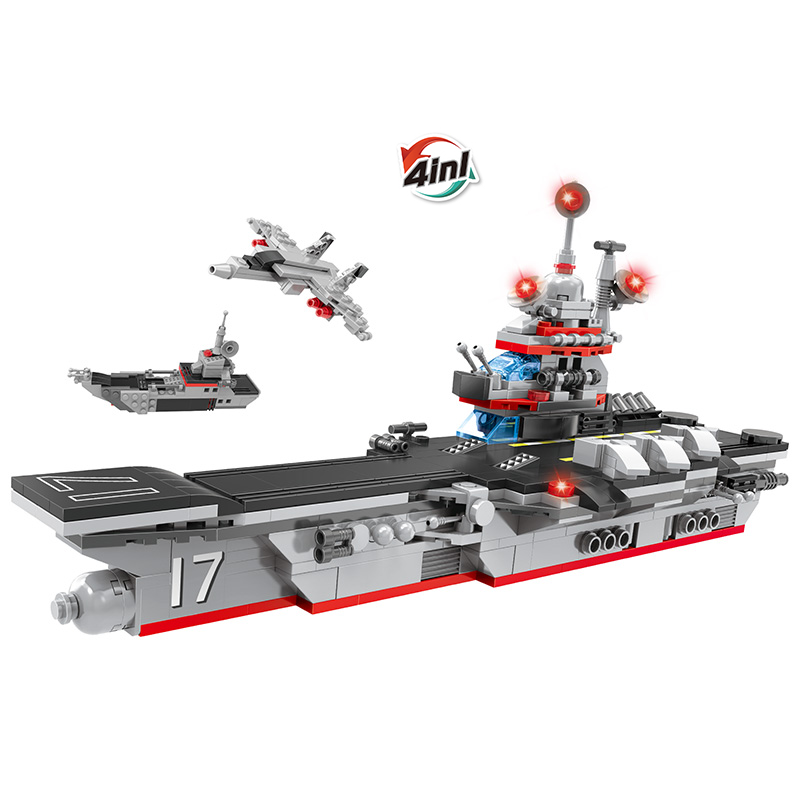 COGO 594PCS Four-In-One Warship Building Block Toy
