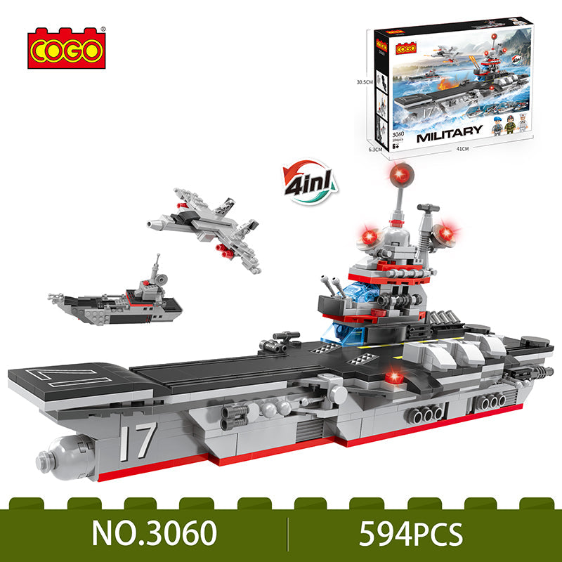 COGO 594PCS Four-In-One Warship Building Block Toy