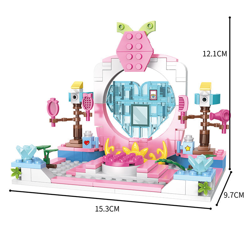 COGO 653PCS 4-In-1 Girls Creative Dressing Table Building Block Toys