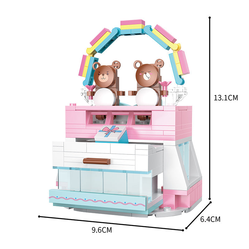 COGO 653PCS 4-In-1 Girls Creative Dressing Table Building Block Toys
