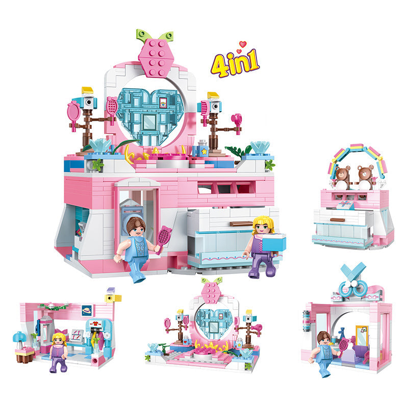 COGO 653PCS 4-In-1 Girls Creative Dressing Table Building Block Toys