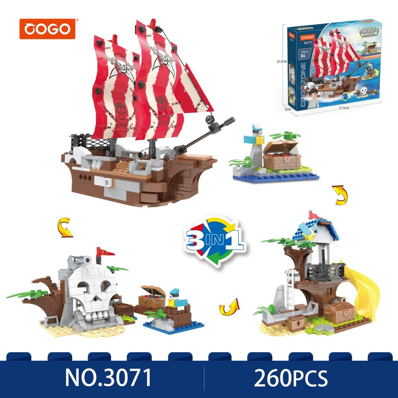 COGO 260PCS Creative 1 To 3 Pirate Building Block Toys