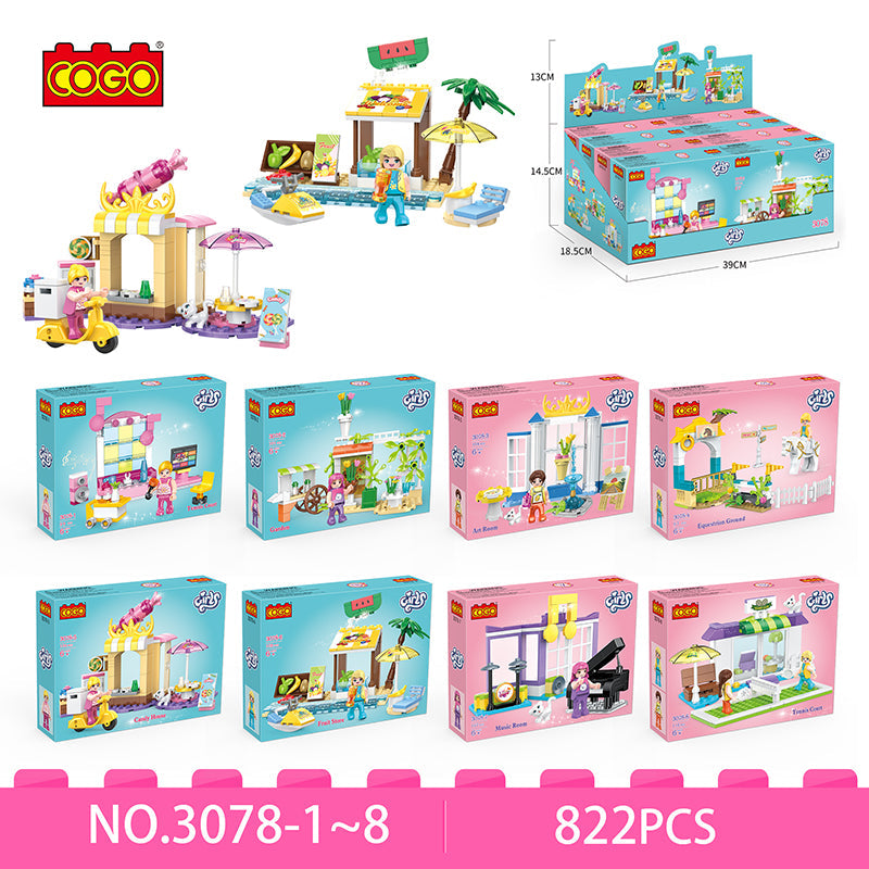 COGO 824PCS Eight Sets Of Small Scene Building Block Toys For Girls
